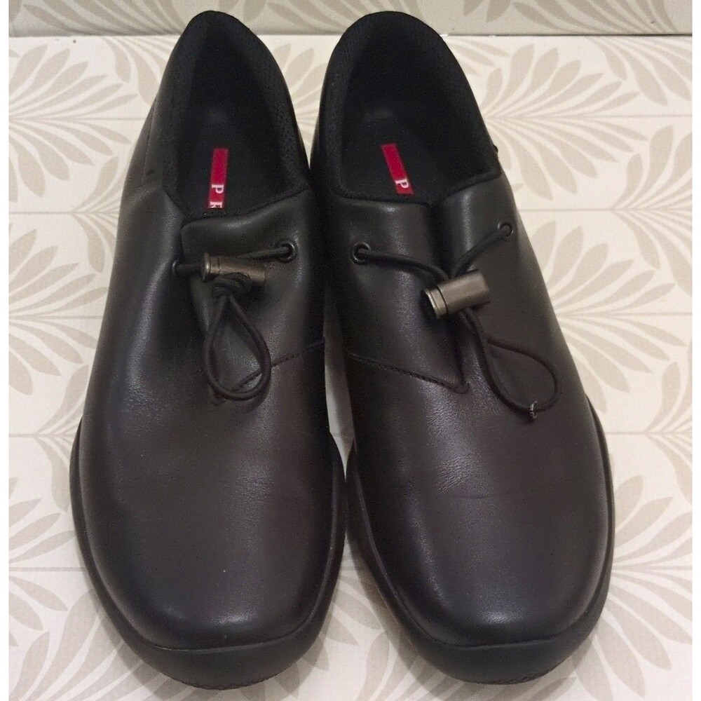 PRADA Men's Black Leather Lace-Up Round Toe Oxford Dress Shoes US 10